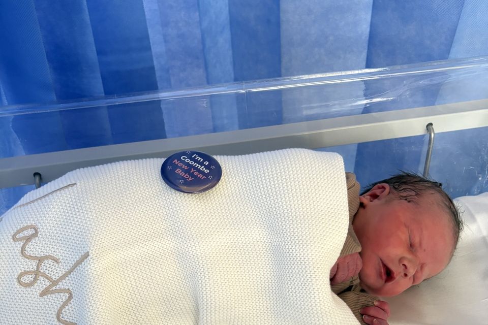 Baby Kash Burke, who was the first baby born at the Coombe on New Year's Day at 00.02 am.