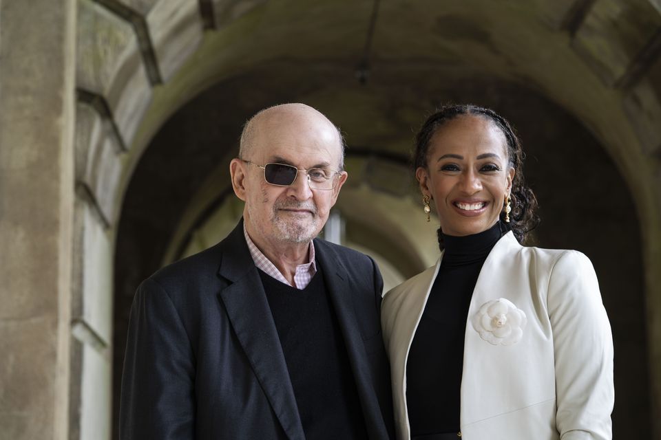 Salman Rushdie and his wife Rachel Eliza Griffiths at Cliveden Literary Festival in Windsor, England in 2024. Photo: David Levenson/Getty 