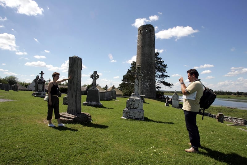 Visitors at Clonmacnoise. Photograph: Cyril Byrne