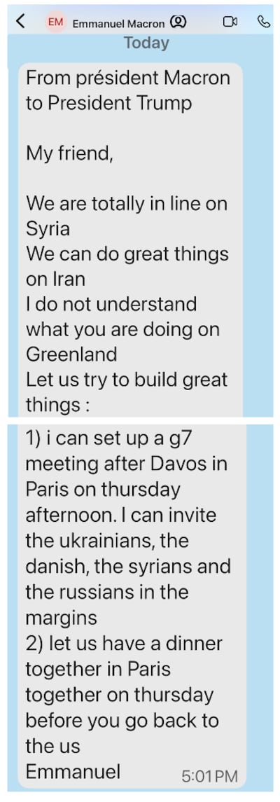 Macron text to Trump