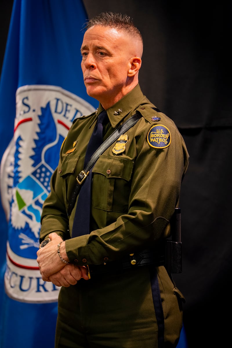 Gregory Bovino during a news conference in Minneapolis on Tuesday. Photograph: Vincent Alban/The New York Times
                      
