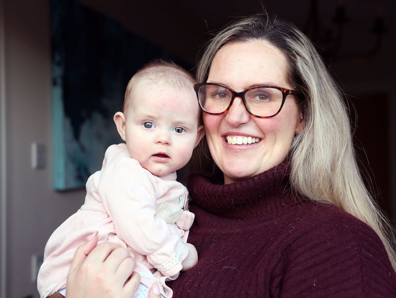 Emma Morgan, originally from Skerries in north Co Dublin, with her baby daughter Penny in Newry, Co Down. Photograph: Stephen Davison 