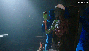 The ball-catching reanimated corpse combined puppetry and VFX