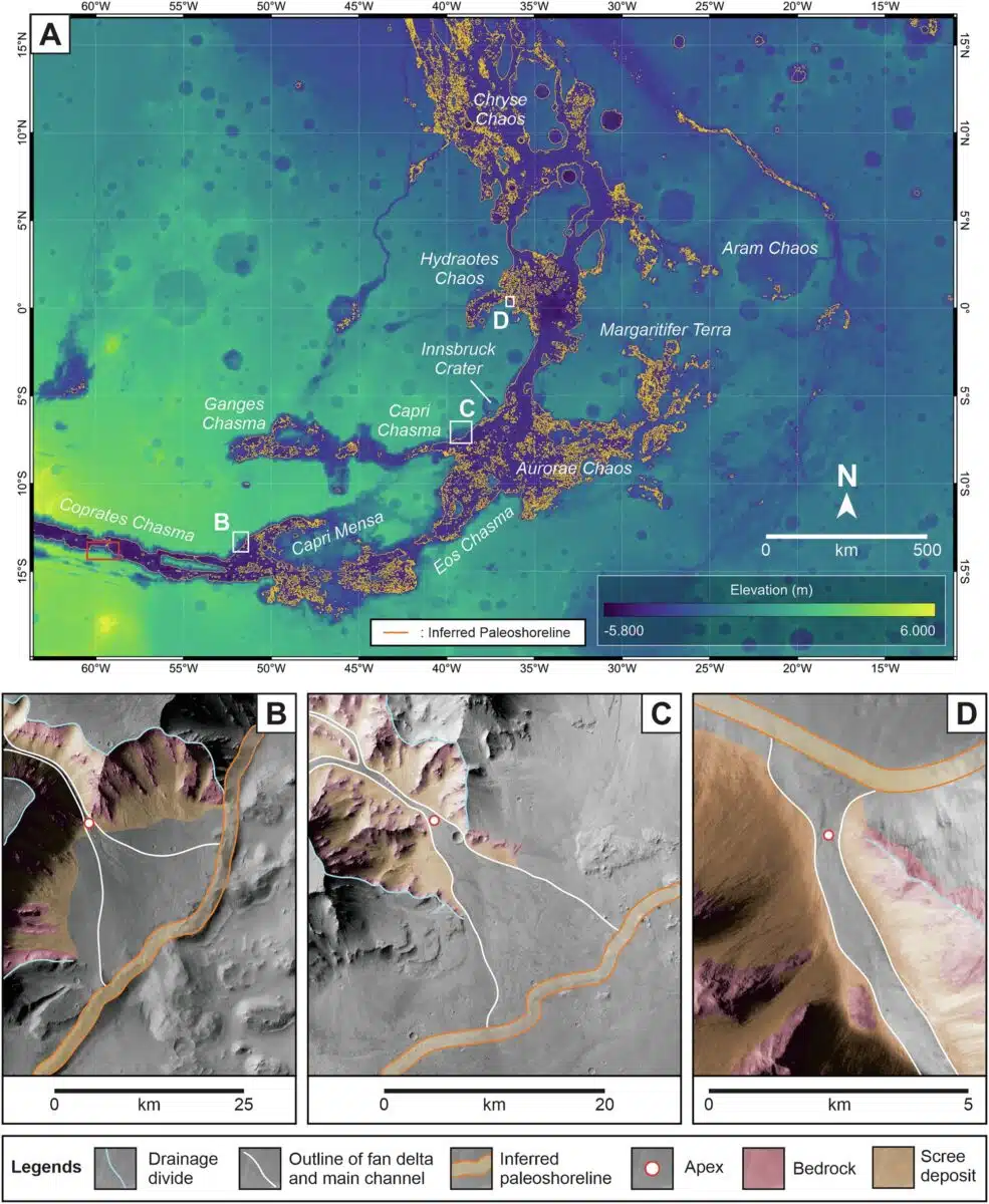 Distribution Of Scarp Fronted Deposits Across Valles Marineris