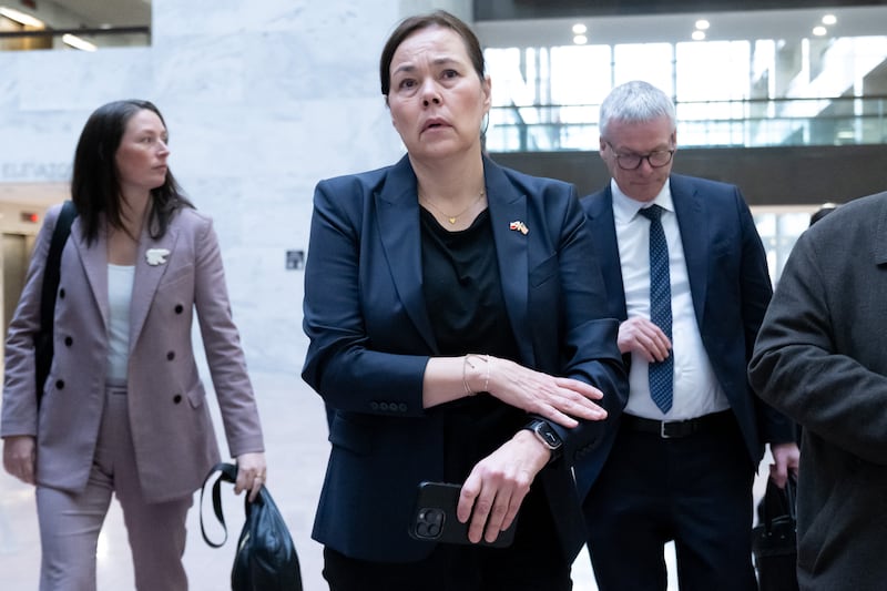 Greenland's foreign minister Vivian Motzfeldt (centre). Photograph: Saul Loeb/AFP via Getty