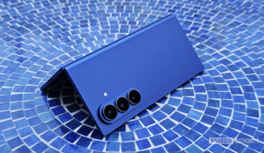 Galaxy Z Fold 7 tent mode on table hero image