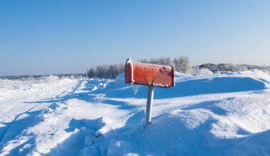 frozen mail box in snow