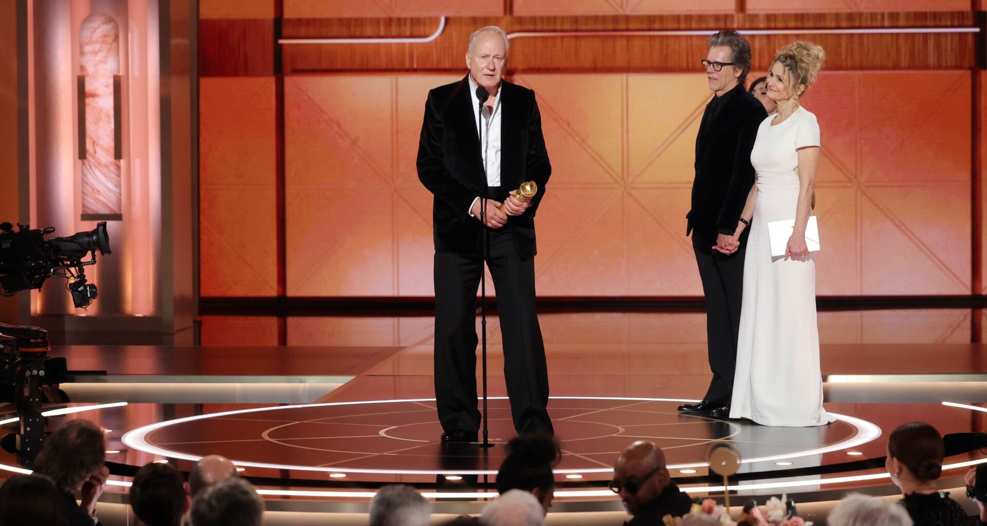 Stellan Skarsgåard wears custom Zegna to win a 2026 Golden Globe