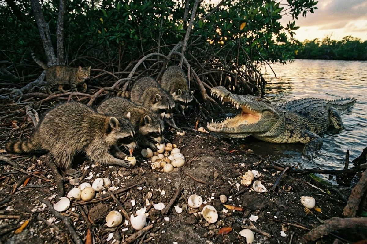 American crocodiles in the Florida Keys suffer from raccoons; study links Toxoplasma to feral cats and exposes conservation dilemma.