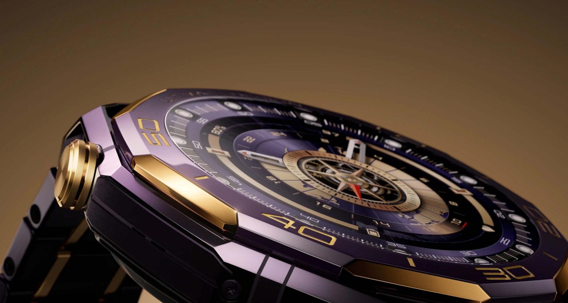 The Huawei Watch Ultimate Design Royal Gold smartwatch. (Image source: Huawei)