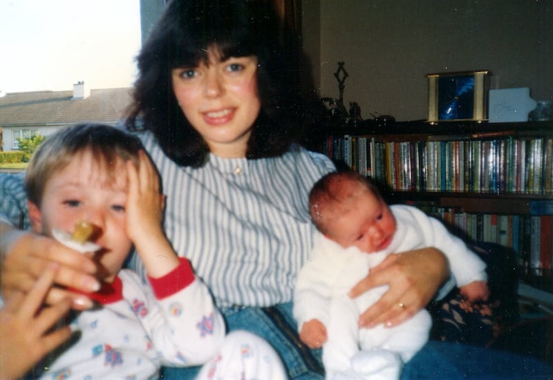 Lesley Howell with her eldest son Matthew (left) and baby Seamus. Photograph: Supplied to The Irish Times