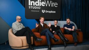 Louis Paxton, Domhnall Gleason, Gayle Rankin and Grant O'Rourke at the IndieWire Studio Presented by Dropbox at Sundance on January 23, 2026 in Park City, Utah.