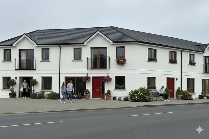 In Ballivor, Co Meath, Homely is marketing a three-bed apartment with rent from €2,200 a month, and a path to home ownership 'within five years'