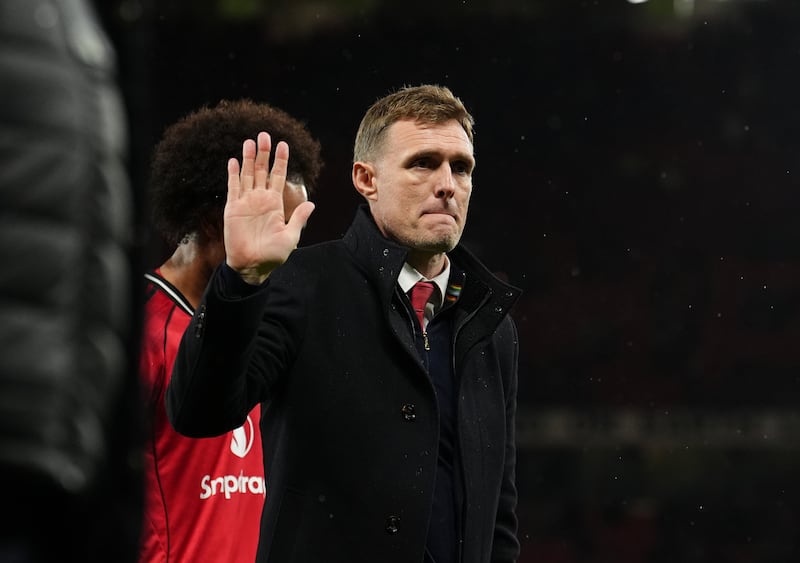 Manchester United interim manager Darren Fletcher after the 2-1 defeat to Brighton and Hove Albion. Photograph: Martin Rickett/PA