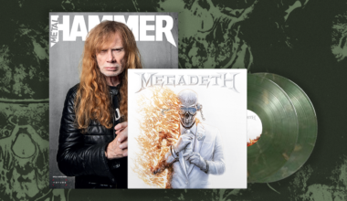 Megadeth on the cover of Metal Hammer, with a copy of the band&rsquo;s self-titled album