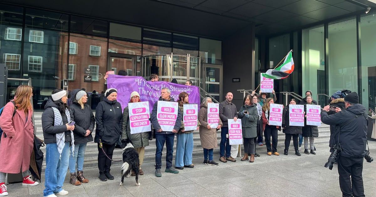 Protesters at X headquarters in Dublin call for criminal accountability over AI nudes – The Irish Times