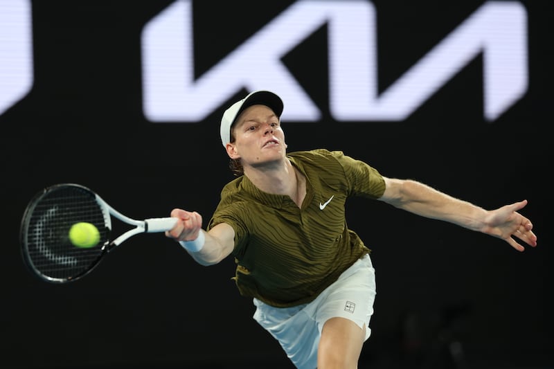 Jannik Sinner of Italy plays a forehand. Photograph: Clive Brunskill/Getty