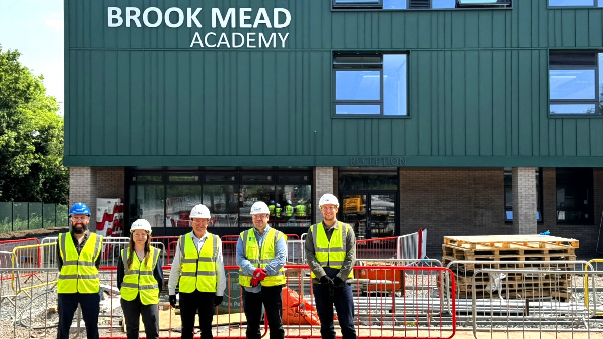 The LSI Architects team outside the Brook Mead Academy. Image: LSI Architects.