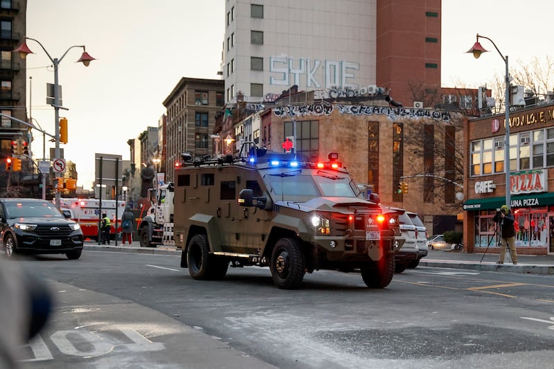 An armoured vehicle carrying Nicolás Maduro and his wife Cilia Flores through the streets of New York. Photograph: Stefan Jeremiah/AP