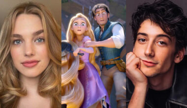 Teagan Croft, Rapunzel and Flynn Rider from Tangled and Milo Manheim