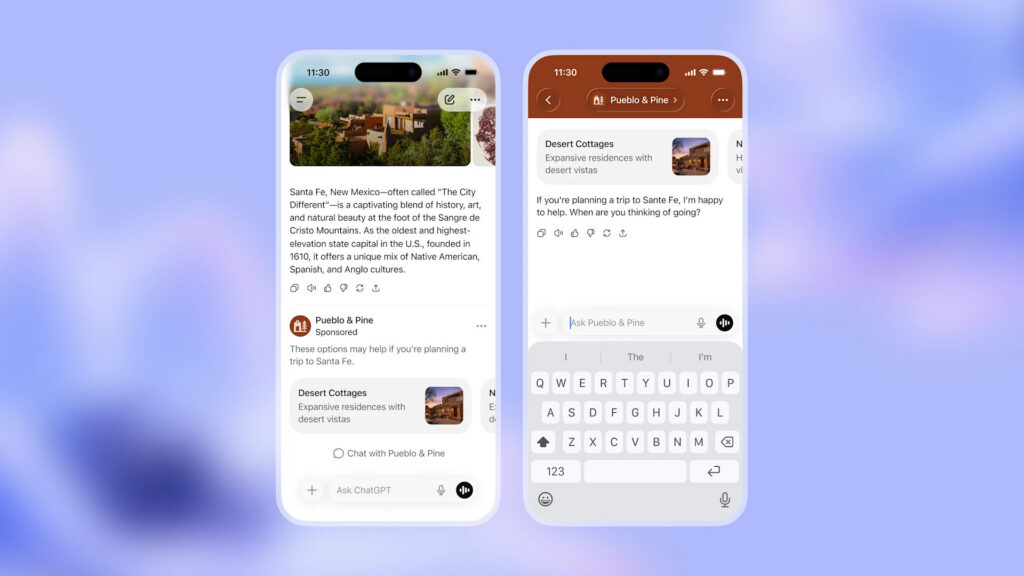 An example mock-up of an advertisement in ChatGPT provided by OpenAI.