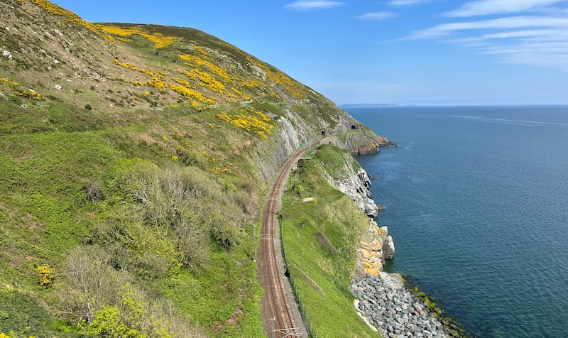 The cliff walk, with the Irish Rail line below, overlooking Dublin Bay. Photograph: Bryan O’Brien