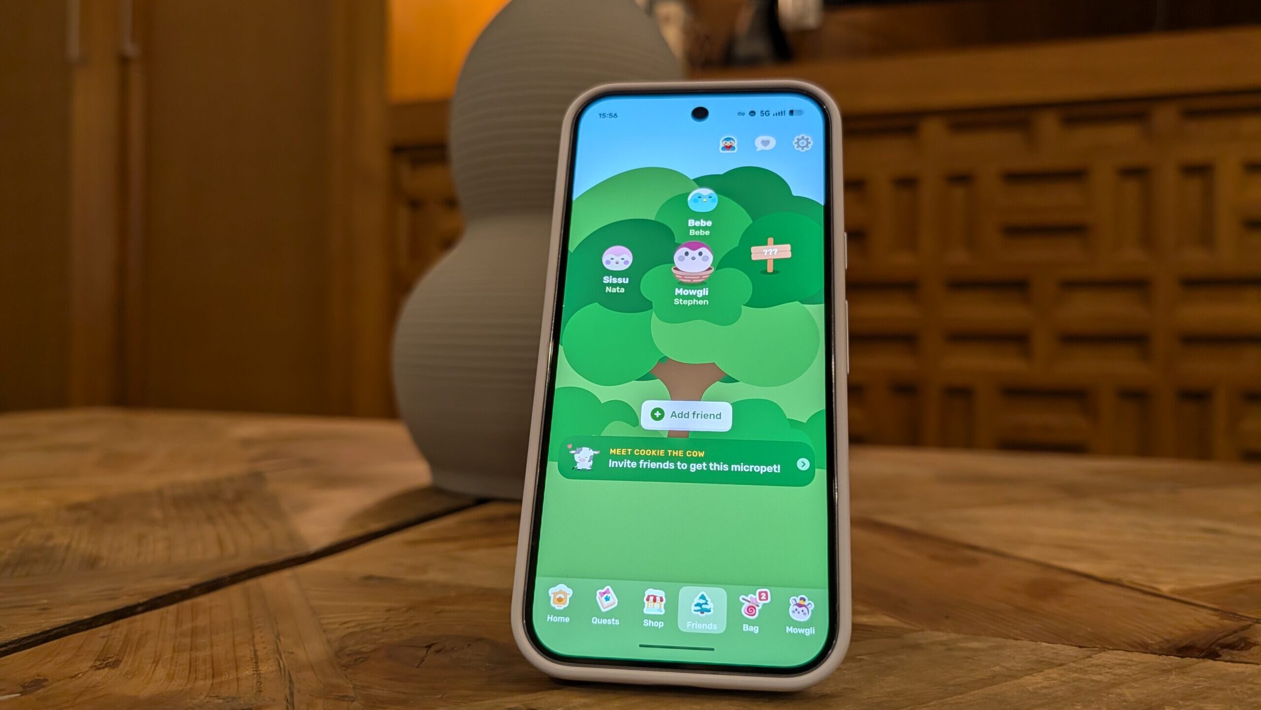 Google Pixel 10 showing Finch app Add Friend screen
