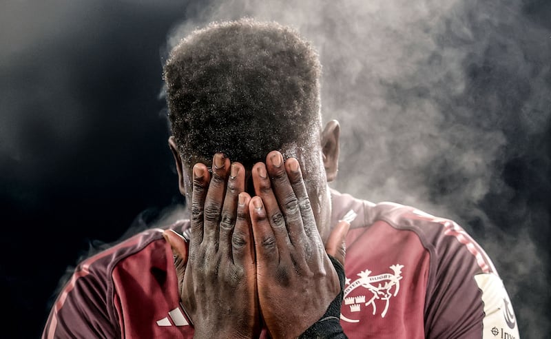 Edwin Edogbo dejected after Munster's Champions Cup defeat against Castres at Thomond Park on Saturday. Photograph: Dan Sheridan/Inpho