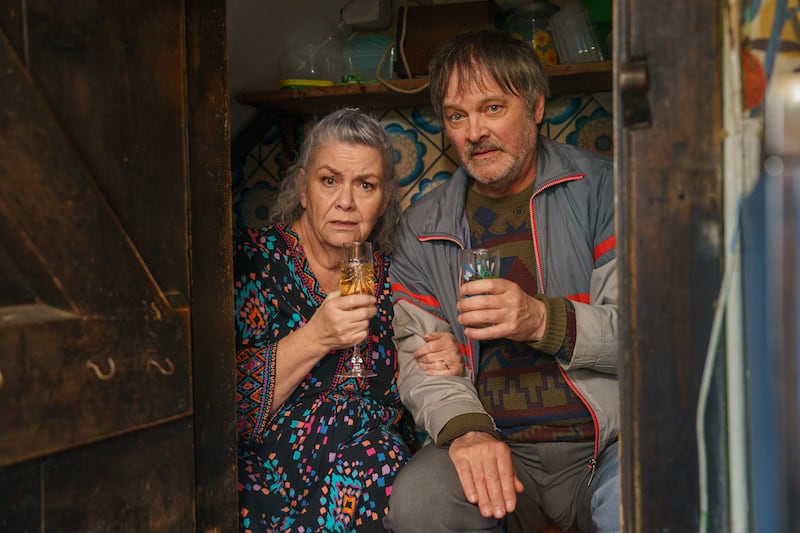 TV show Can You Keep A Secret? People: Debbie (Dawn French), William (Mark Heap). Photograph: Alistair Heap/BBC/Big Talk Studios