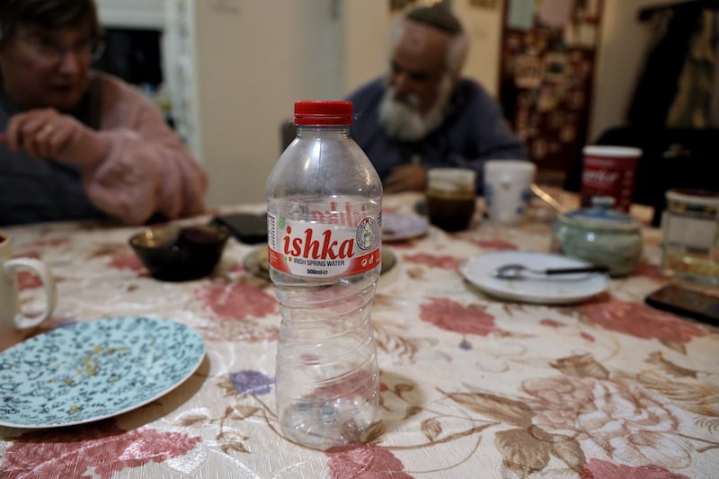 A bottle of Ishka-branded water, left behind by Irish visitors. Photograph: Hannah McCarthy