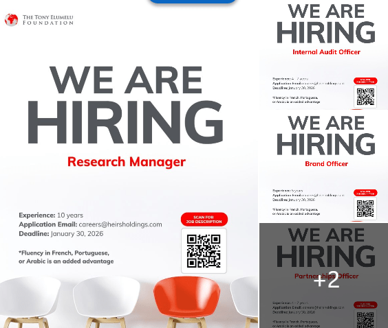 Tony Elumelu Foundation (TEF) Is Hiring: 6 Positions Available Now!!
