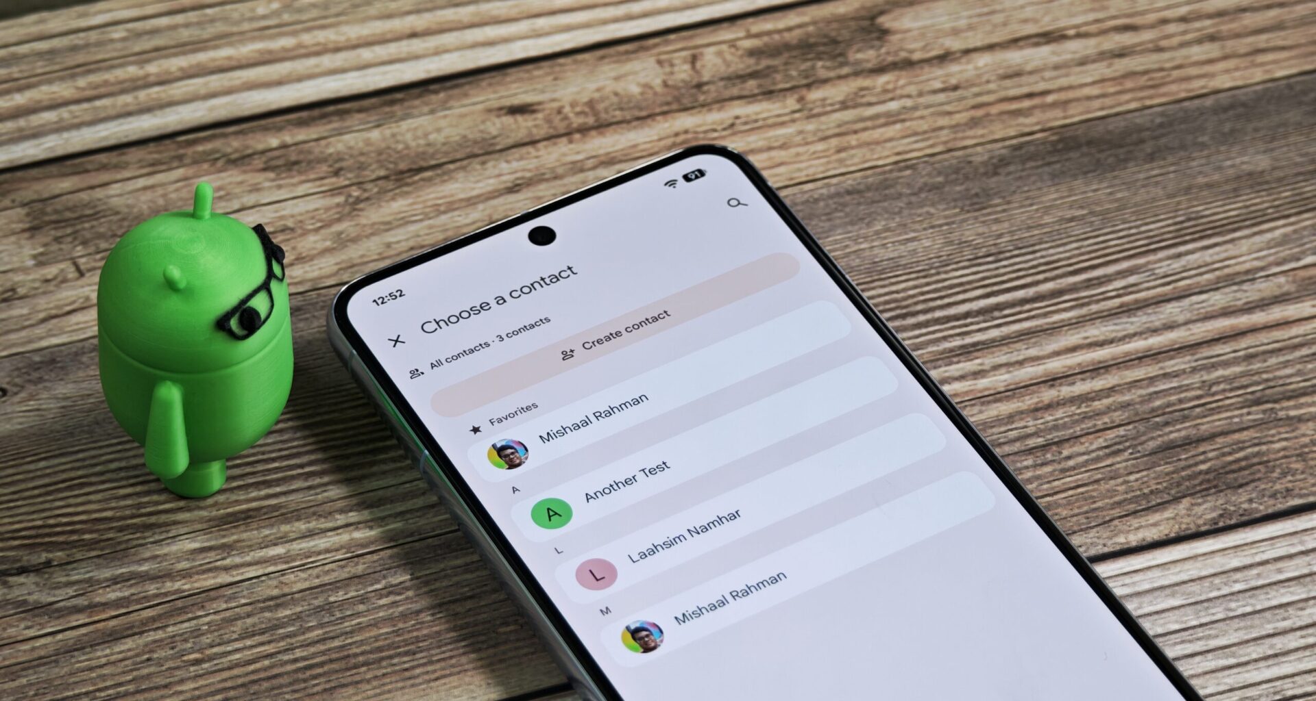 Single contact picker UI in Google Contacts for Android
