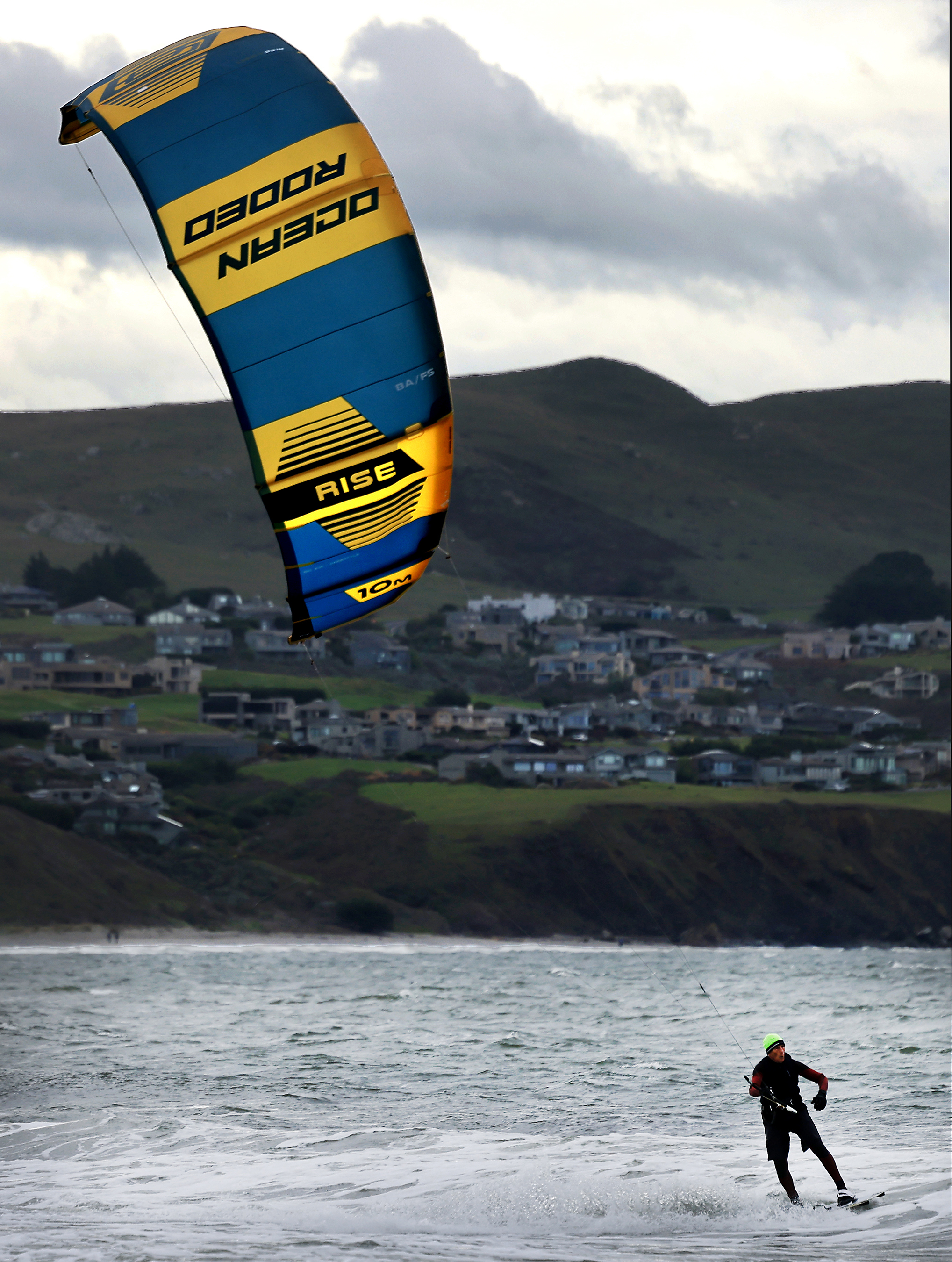 Sam Geller, 70, kite surf s at Doran Regional Park...