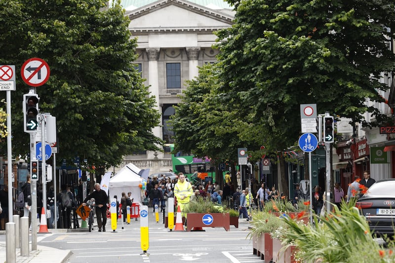 Parliament Street in Dublin was pedestrianised in 2025 as part of the changes. Photograph: Nick Bradshaw