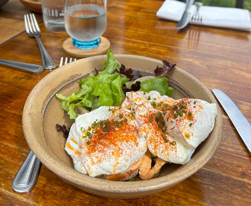 Poached eggs with feta and lemon chilli at Baba'de in Baltimore, West Cork. Photograph: Nadine O'Regan