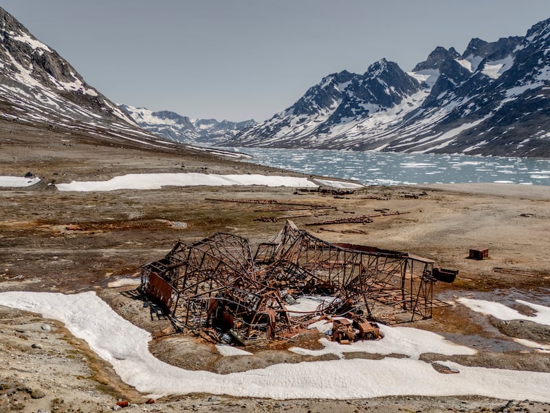 Rusting remnants of a US airbase called Bluie East Two, built during the second World War in eastern Greenland. Photograph: Ivor Prickett/The New York Times