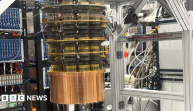 BBC economics editor Faisal Islam being shown around a Google facility in Santa Barbara