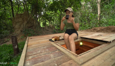 In just 32 days, a woman builds a completely self-sufficient underground wooden house, lives off the power grid, and creates a hidden refuge in nature.