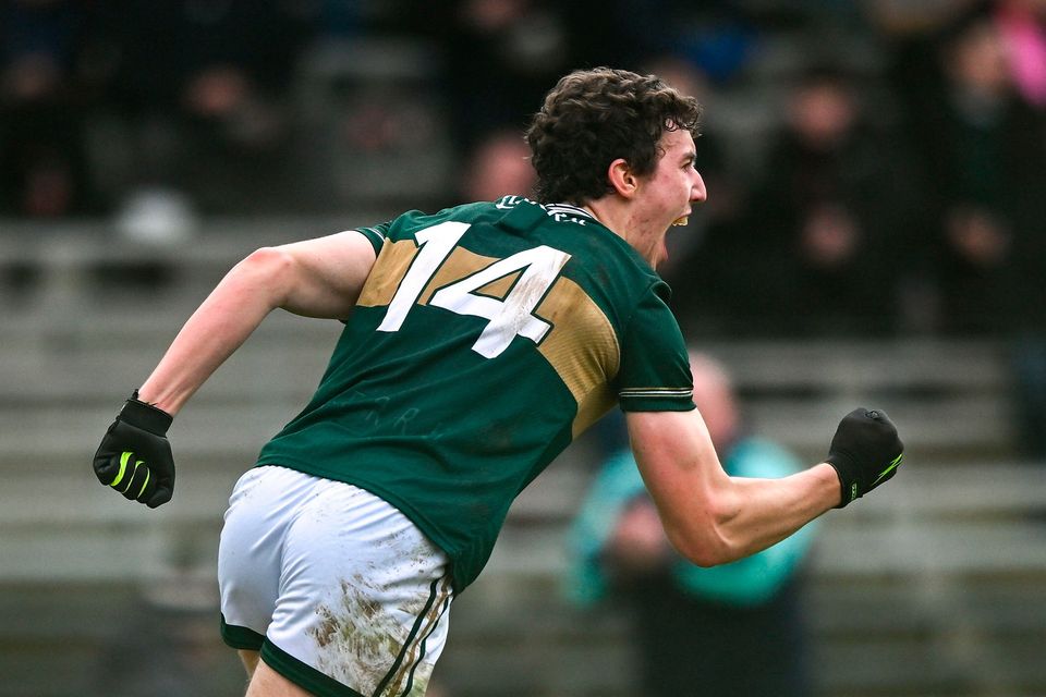 Kerry's matchwinner Tomás Kennedy celebrates after scoring his side's first goal against Roscommon last Sunday. Photo: Tyler Miller/Sportsfile
