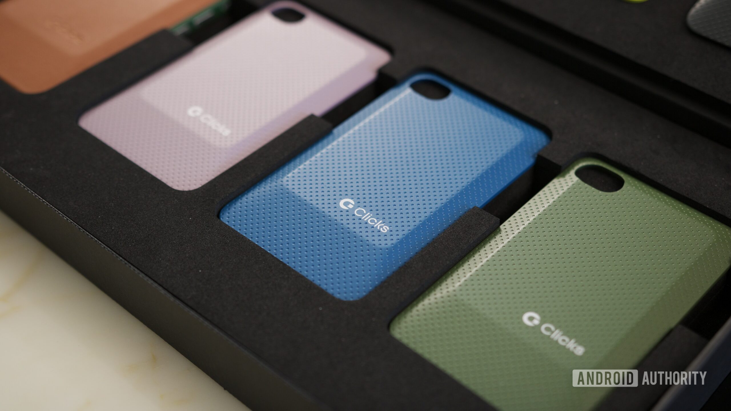 Different back shell colors for the Clicks Communicator.