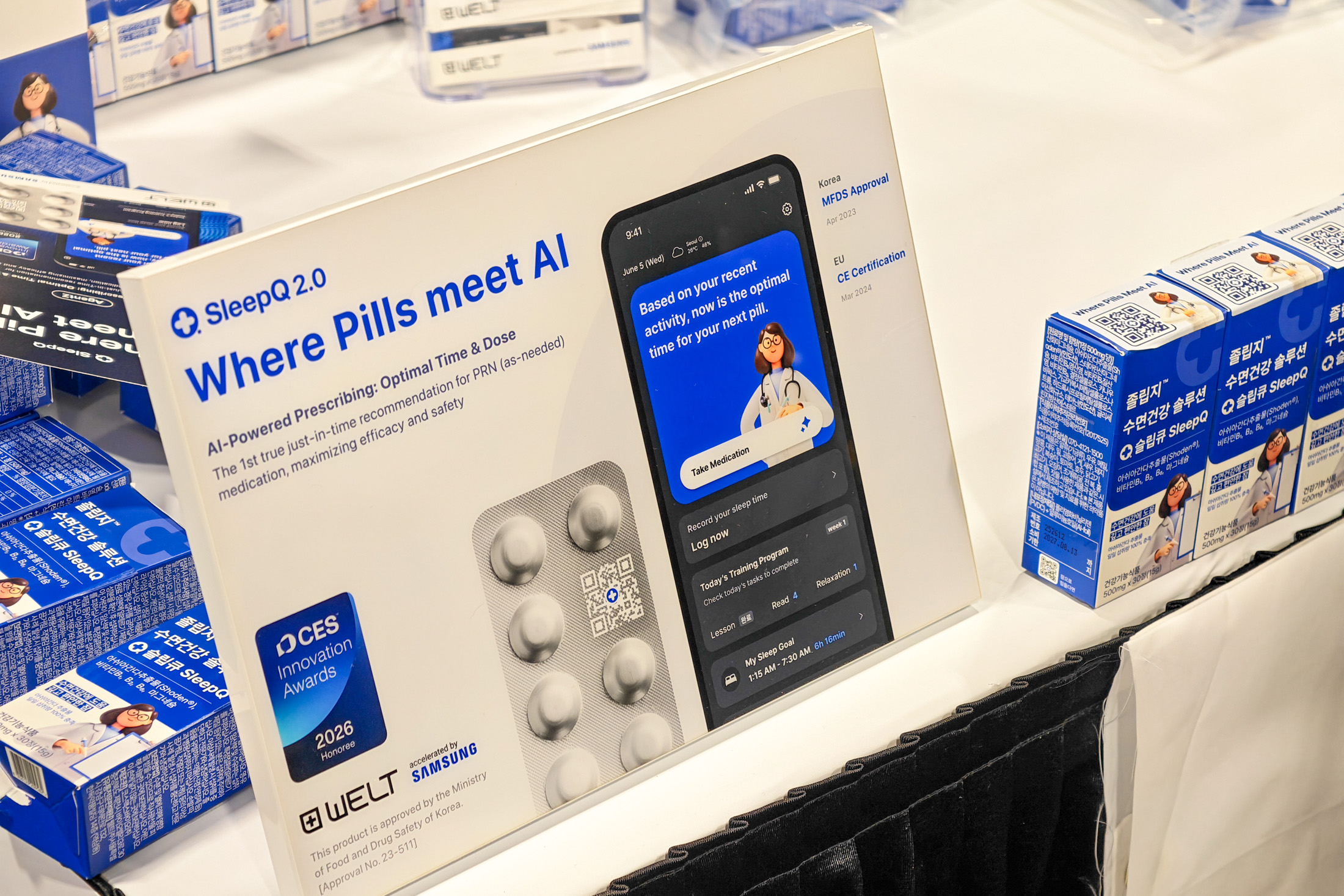 Gotta love a CES booth that hands out mystery pills like they’re candy.