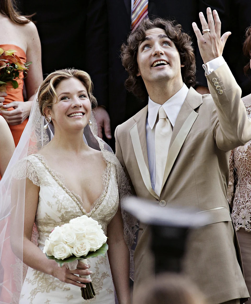  Justin Trudeau, son of the late Prime Minister Pierre Trudeau, leaves the church his new bride Sophie Gregoire after their marriage ceremony in Montreal Saturday, May 28, 2005.(CP PHOTO/Ryan Remiorz)