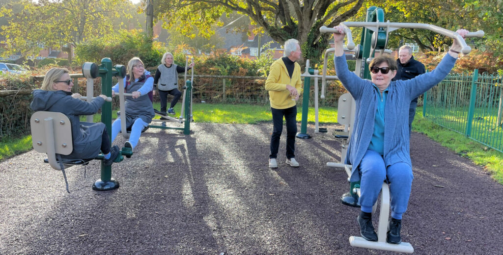 Studland villagers were keen to try out new gym equipment installed at the playing field
