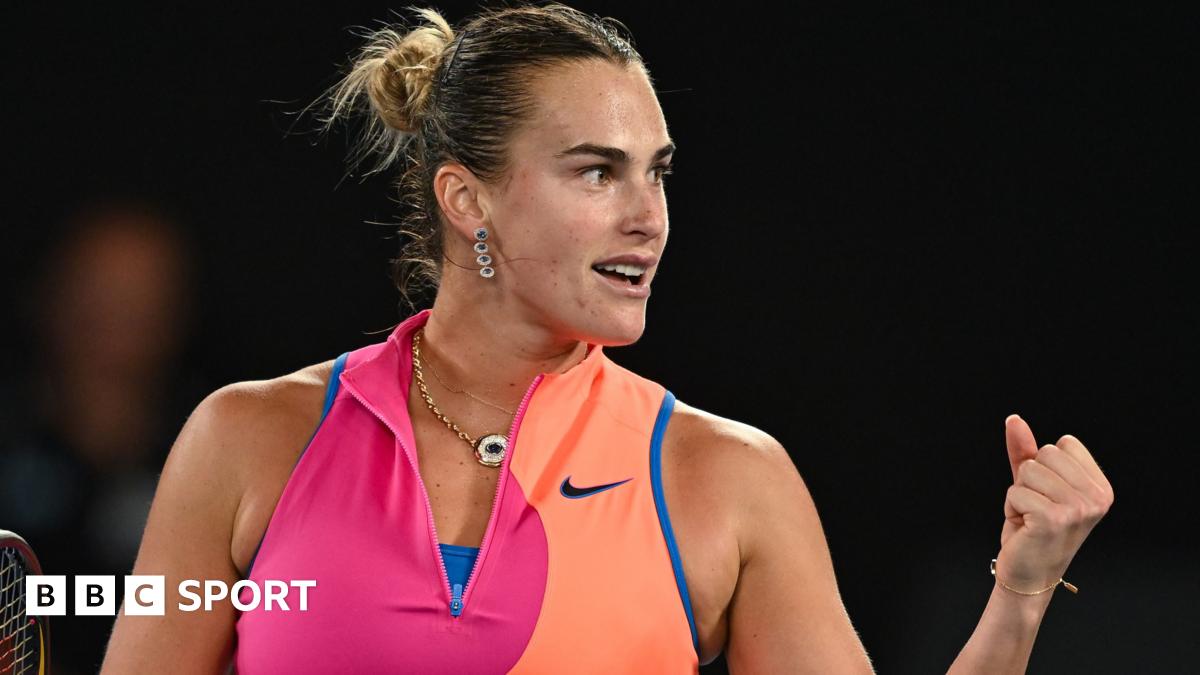 Aryna Sabalenka celebrates victory