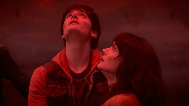 Will and Joyce look up at the Abyss in Stranger Things