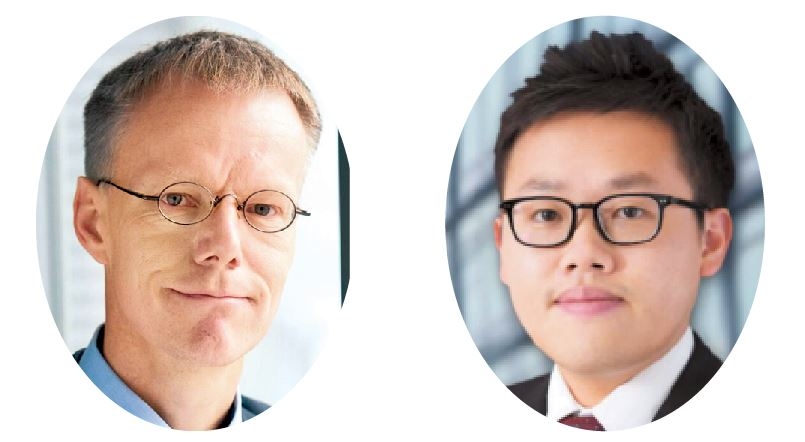 Louis Kuijs (left), managing director and chief economist for Asia-Pacific at S&P Global Ratings, and Ben Luk, a senior multi-asset strategist for State Street Global Markets