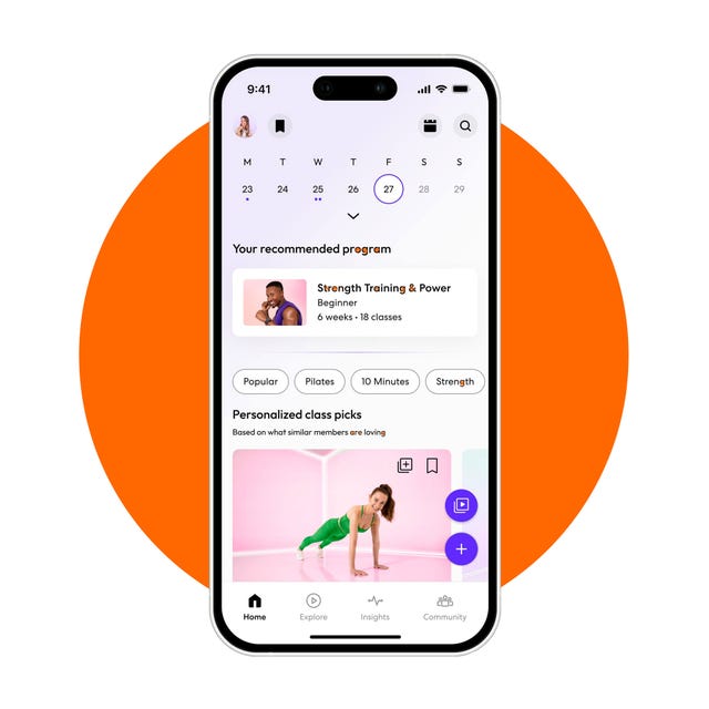 fitness app interface showcasing recommended programs