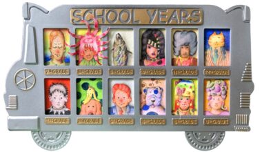 Rylee Hollis uses dreamy watercolour textures to paint cowboy dogs and punk mohawks