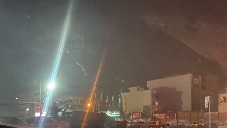 A vehicle equipped with what appears to be a machine gun in Tehran on 8 January. Pic: VahidOnline/X