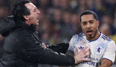 Unai Emery clashes with Youri Tielemans during Aston Villa's Europa League win over Fenerbache